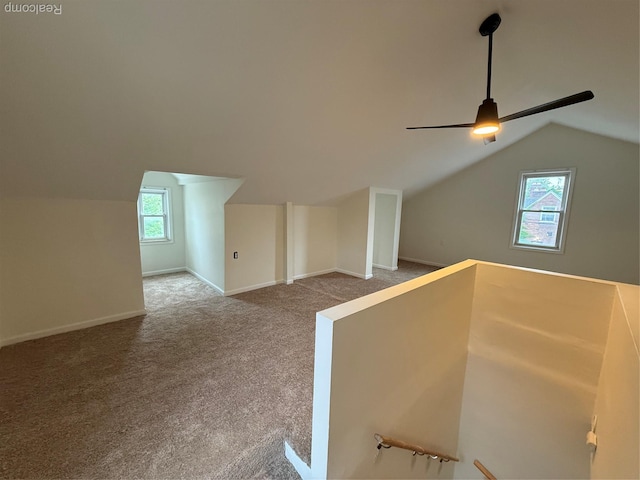 16652 Mendota St, Detroit, MI 48221 - bonus room featuring vaulted ceiling, ceiling fan, and carpet