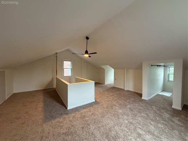 16652 Mendota St, Detroit, MI 48221 - additional living space featuring carpet floors, ceiling fan, plenty of natural light, and vaulted ceiling