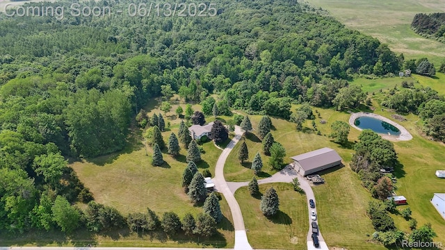 2970 Sand Beach Rd, Bad Axe, MI 48413 - aerial view of property and surrounding area with a forest