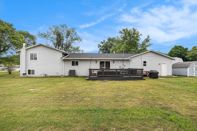 33892 Shirley, Niles, MI 49120 - rear view of house with a deck, a lawn, and central AC unit