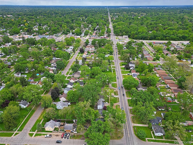 19444 Inkster Rd, Redford, MI 48240 - aerial overview of property's location featuring nearby suburban area and a heavily wooded area