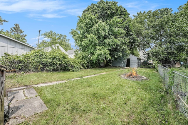 1169 3rd St NW, Grand Rapids, MI 49504 - view of yard featuring an outdoor fire pit and an outdoor structure