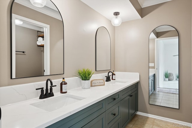 5695 Deerwood, Commerce Twp, MI 48382 - full bathroom featuring double vanity and tile patterned floors