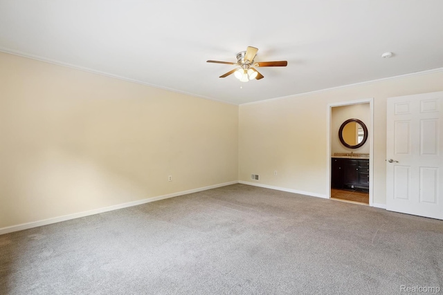 7302 Parkway Ct, Canton, MI 48187 - carpeted empty room with ceiling fan and crown molding