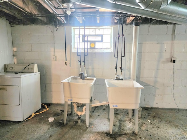 16612 Ilene St, Detroit, MI 48221 - basement with washer / clothes dryer and a sink