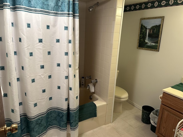 112 Kilkenny Dr, Onsted, MI 49265 - full bath with tile patterned flooring, toilet, vanity, shower / tub combo, and baseboards