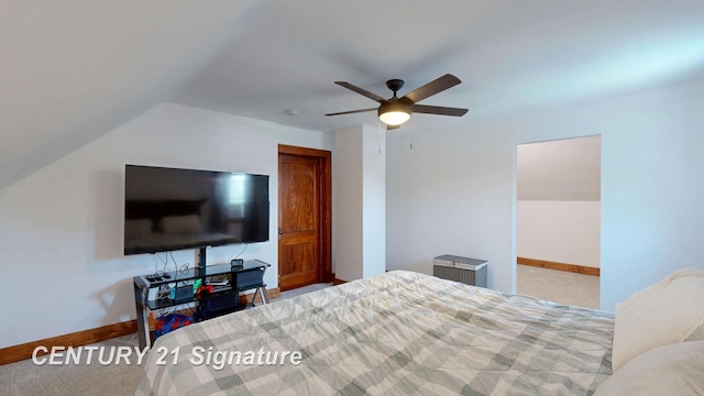 408 S Alp St, Bay City, MI 48706 - carpeted bedroom with lofted ceiling and a ceiling fan