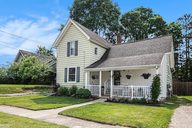 103 Lenawee St, Durand, MI 48429 - traditional-style home featuring a porch, a chimney, and roof with shingles