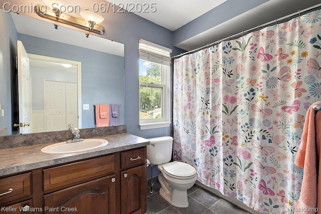 46341 Jasmine Ct, Chesterfield, MI 48047 - bathroom with vanity, tile patterned flooring, and curtained shower