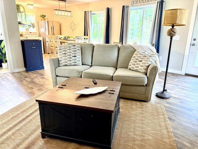4223 S Harvard Ave, Baldwin, MI 49304 - living room featuring light wood-style floors and baseboards