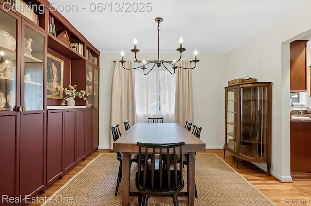 23229 Gilbar St, Novi, MI 48375 - dining room with a chandelier and light wood-style floors