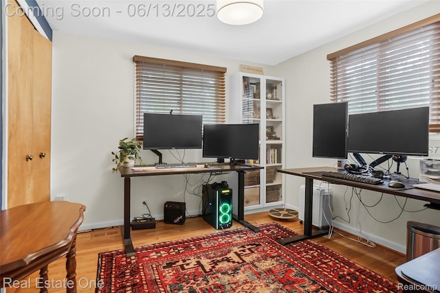 23229 Gilbar St, Novi, MI 48375 - office area featuring wood finished floors and baseboards