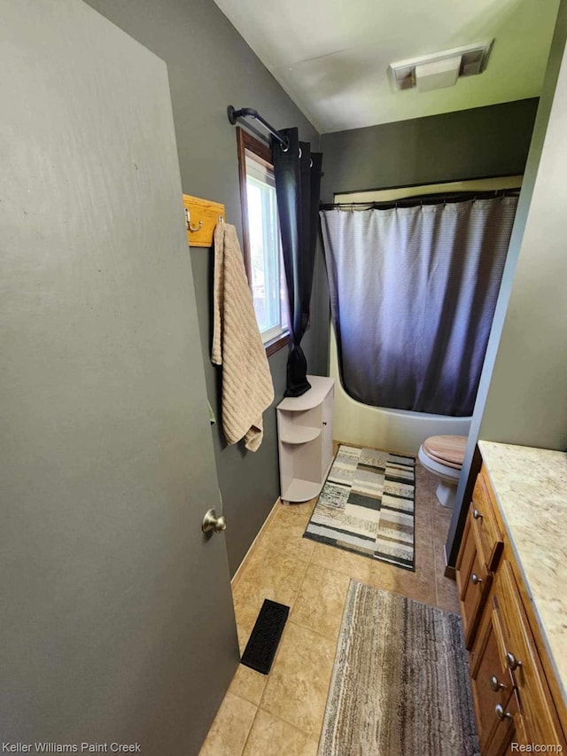 370 Wales Ridge Rd, Wales, MI 48027 - full bath with vanity, shower / tub combo, and tile patterned flooring