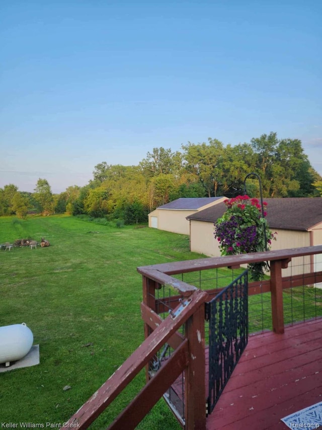 370 Wales Ridge Rd, Wales, MI 48027 - deck with a yard and an outbuilding