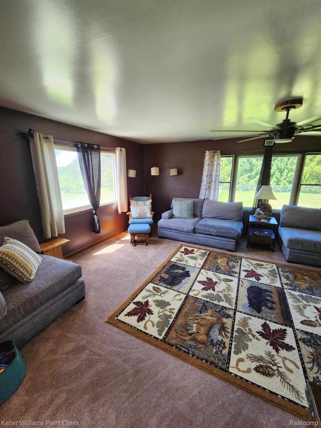 370 Wales Ridge Rd, Wales, MI 48027 - living room with carpet and ceiling fan