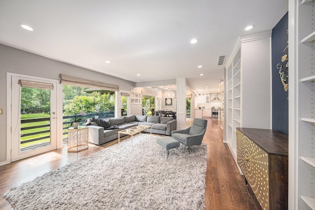2002 Valleyview Dr, Ann Arbor, MI 48105 - living area featuring wood finished floors and recessed lighting