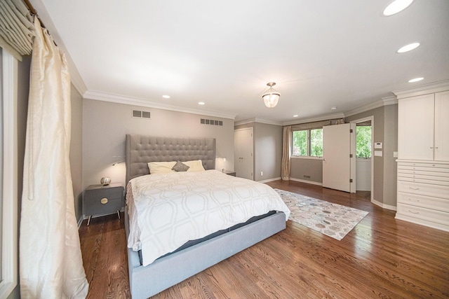2002 Valleyview Dr, Ann Arbor, MI 48105 - bedroom with crown molding, wood finished floors, and recessed lighting