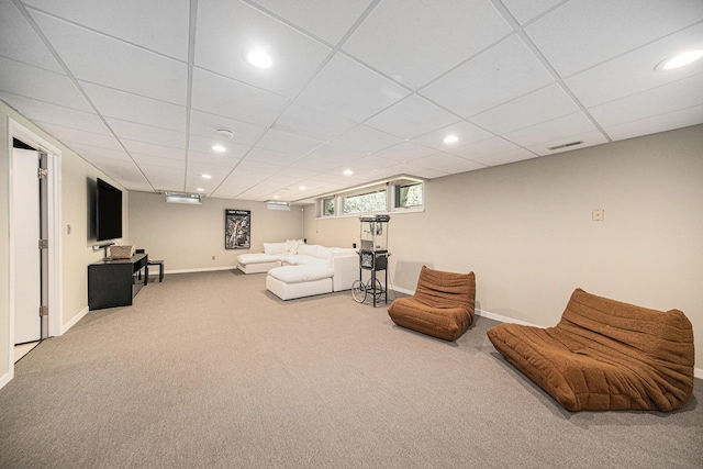 2002 Valleyview Dr, Ann Arbor, MI 48105 - living room with carpet floors, recessed lighting, and a drop ceiling