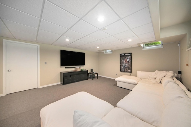 2002 Valleyview Dr, Ann Arbor, MI 48105 - living room with carpet, recessed lighting, and a paneled ceiling