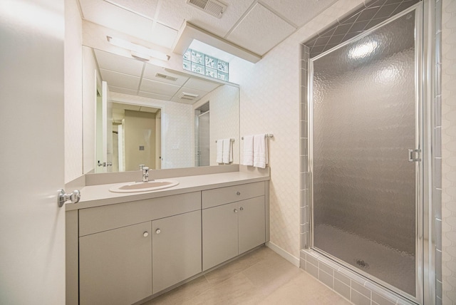 2002 Valleyview Dr, Ann Arbor, MI 48105 - full bathroom with vanity, a shower stall, and tile patterned floors