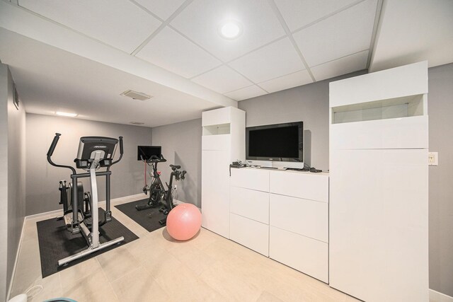 2002 Valleyview Dr, Ann Arbor, MI 48105 - exercise area with baseboards and a paneled ceiling