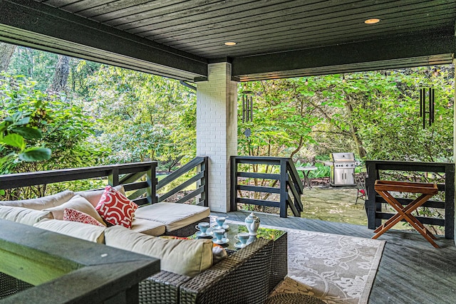 2002 Valleyview Dr, Ann Arbor, MI 48105 - wooden deck featuring an outdoor living space and grilling area