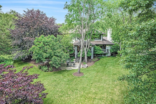 2002 Valleyview Dr, Ann Arbor, MI 48105 - view of green lawn featuring an outdoor fire pit and a patio area
