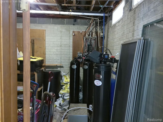 6140 Mcguire Rd, Fenton, MI 48430 - below grade area with concrete block wall and a water softener