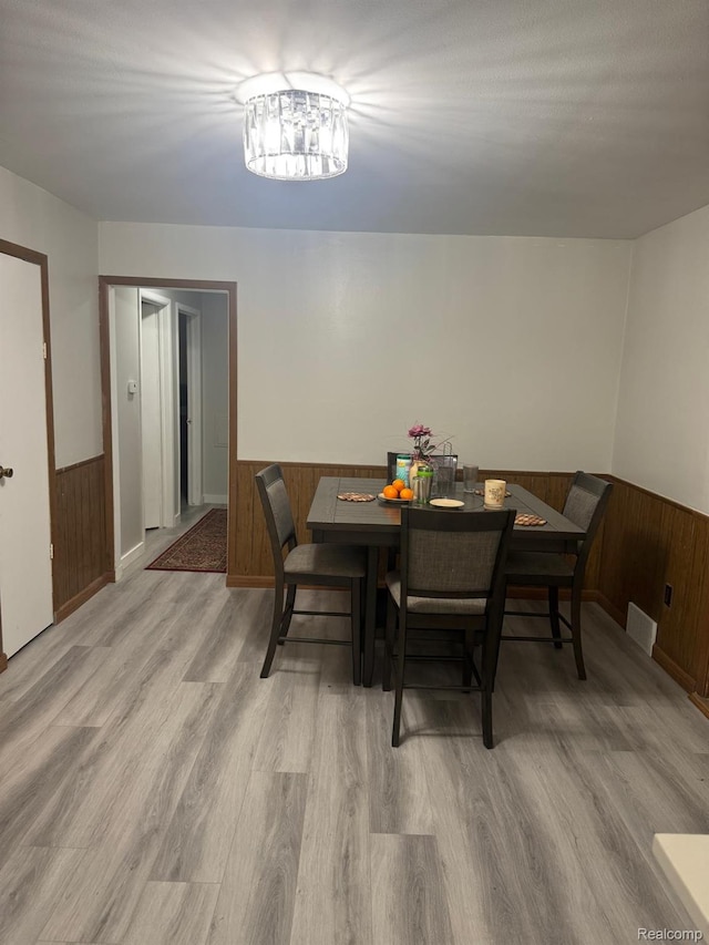 21451 N Nunneley Rd, Shelby Twp, MI 48036 - dining area featuring a wainscoted wall, wood finished floors, and wood walls