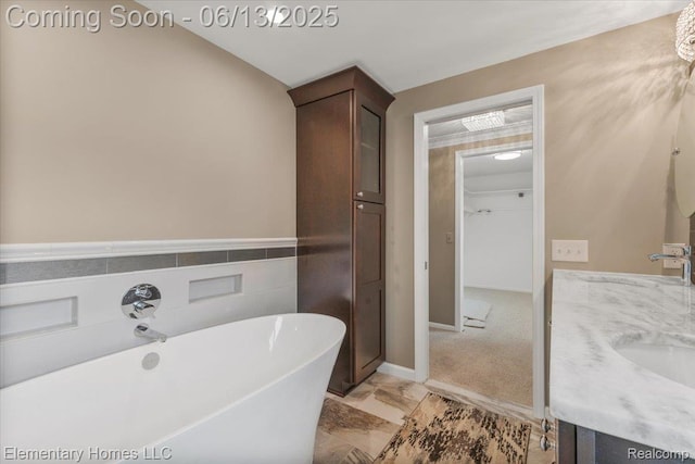 2456 Red Maple Dr, Troy, MI 48098 - bathroom featuring a soaking tub and double vanity