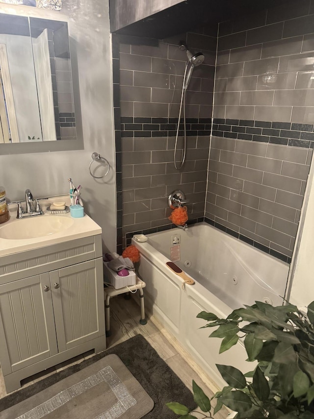 25045 Glenbrooke Dr, Southfield, MI 48033 - bathroom with vanity and a combined bath / shower with jetted tub