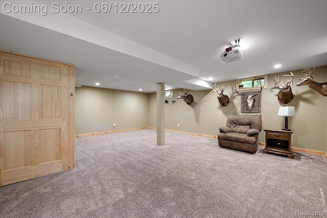 5836 Ewalt Rd, Imlay City, MI 48444 - below grade area featuring carpet and recessed lighting
