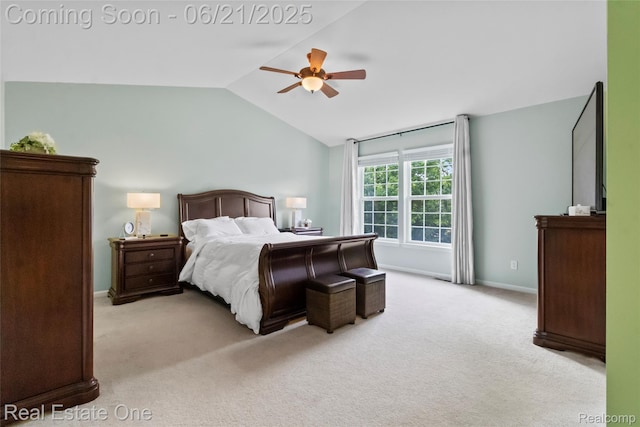 7244 Millrock Ave, Shelby Twp, MI 48317 - bedroom featuring lofted ceiling, carpet, and ceiling fan