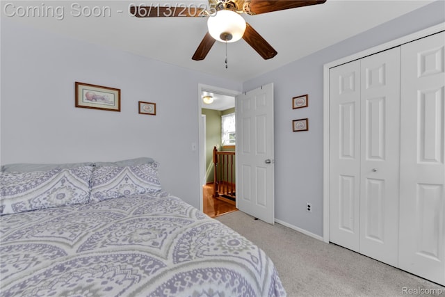 3039 Elmcrest Rd, Sterling Heights, MI 48310 - carpeted bedroom with a closet and ceiling fan