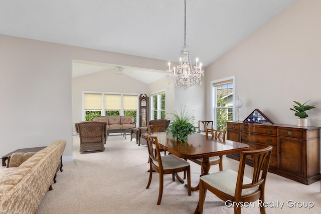 971 Aberdeen Way, Hudsonville, MI 49426 - dining room with vaulted ceiling, a chandelier, and light colored carpet
