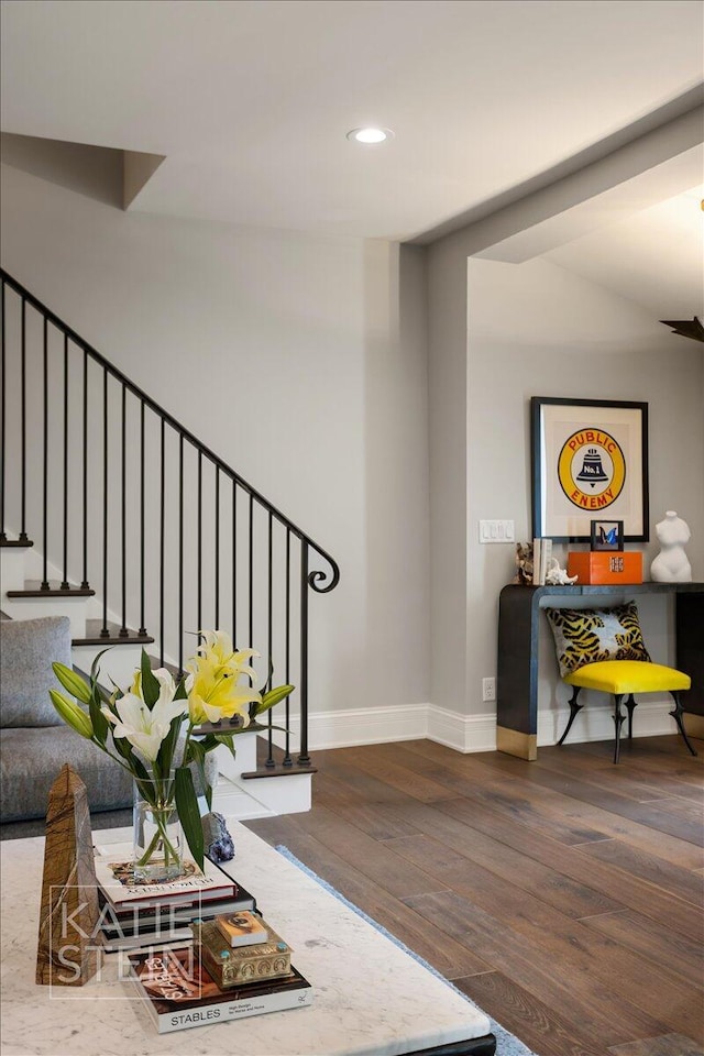 1110 Breton Rd SE, East Grand Rapids, MI 49506 - stairs with wood finished floors and recessed lighting