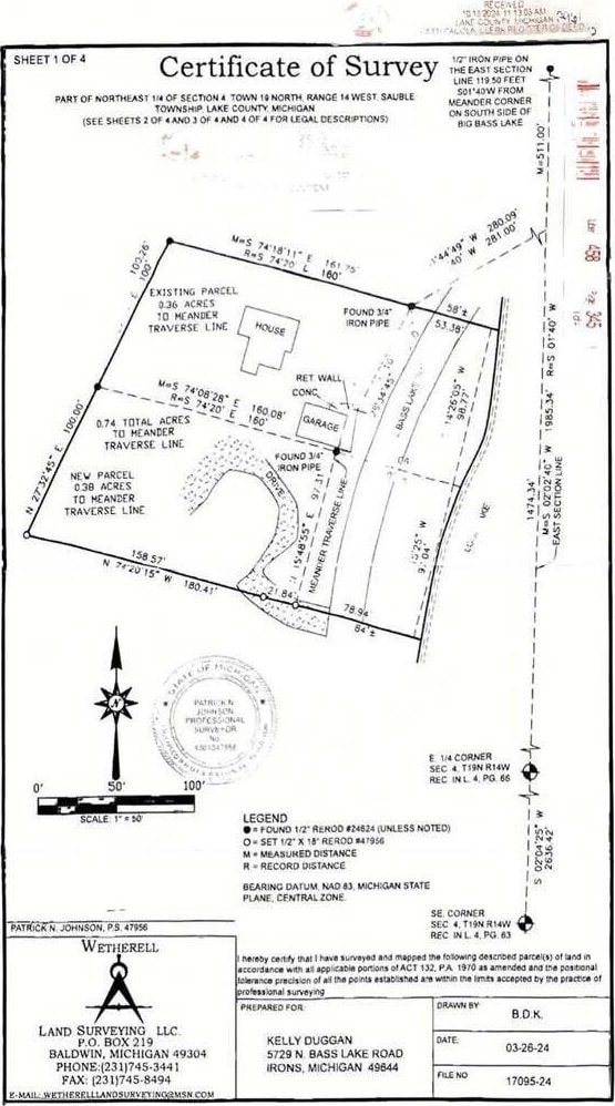 5729 N Bass Lake Rd, Irons, MI 49644 - survey map / technical document