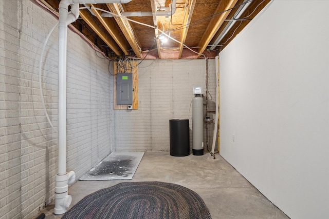 340 E 4th St, Onsted, MI 49265 - unfinished below grade area with electric panel and a water softener system