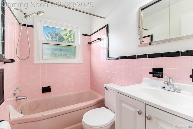 29424 Oakley St, Livonia, MI 48154 - full bathroom with vanity, tub / shower combination, and tile walls