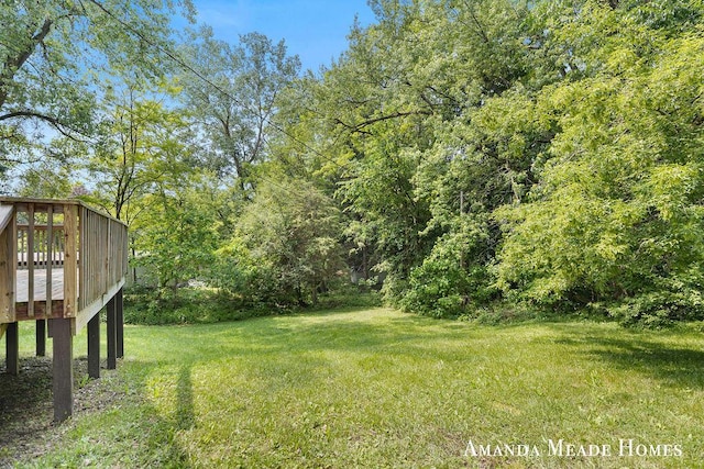 443 Nicholson St, Ionia, MI 48846 - view of green lawn featuring a deck