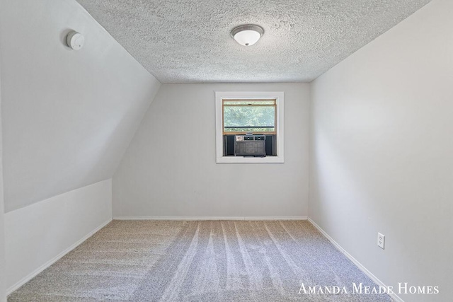 443 Nicholson St, Ionia, MI 48846 - additional living space with carpet, a textured ceiling, lofted ceiling, and cooling unit