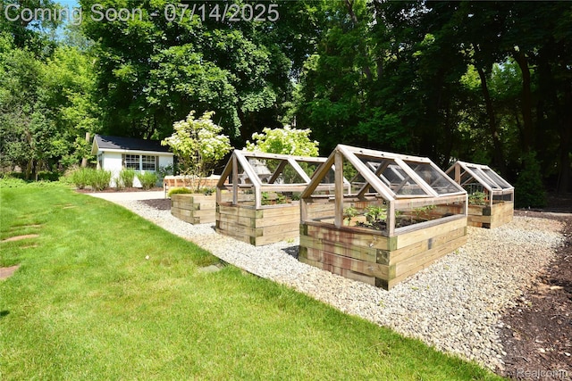 32965 Franklin Ct, Franklin, MI 48025 - view of green lawn with a garden and an outbuilding