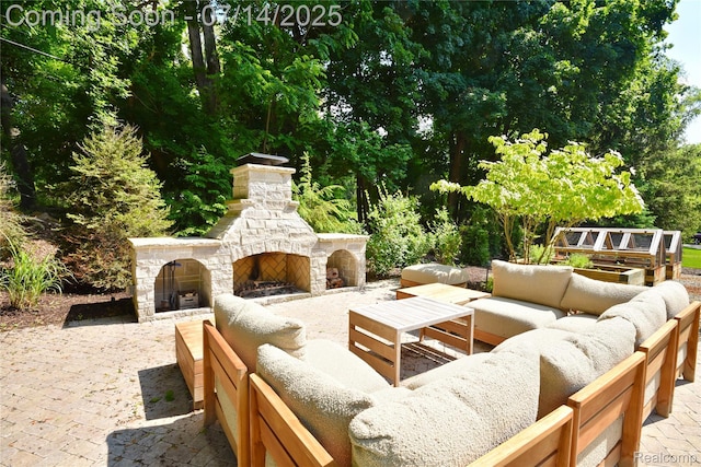 32965 Franklin Ct, Franklin, MI 48025 - view of patio featuring an outdoor living space with a fireplace