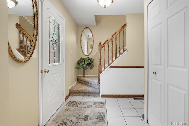 54286 Bradshaw Dr, New Baltimore, MI 48047 - entryway with stairs and light tile patterned flooring