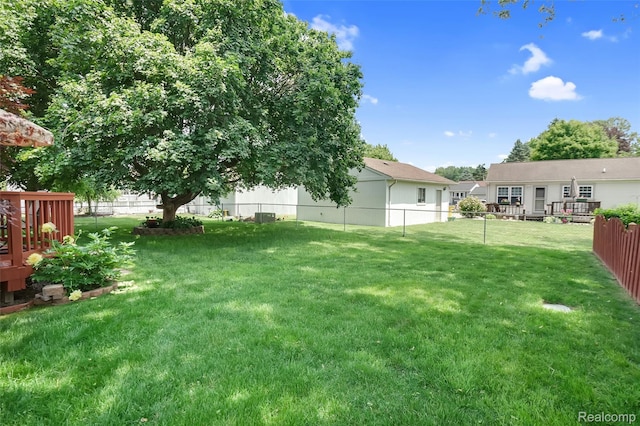 54286 Bradshaw Dr, New Baltimore, MI 48047 - fenced backyard with a wooden deck