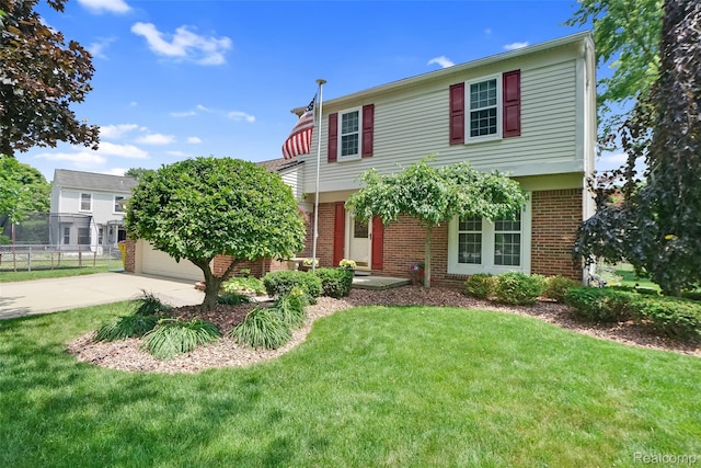 54286 Bradshaw Dr, New Baltimore, MI 48047 - colonial-style house with brick siding, driveway, and a garage