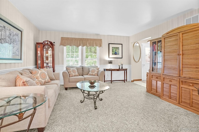 54286 Bradshaw Dr, New Baltimore, MI 48047 - living area with wallpapered walls and carpet