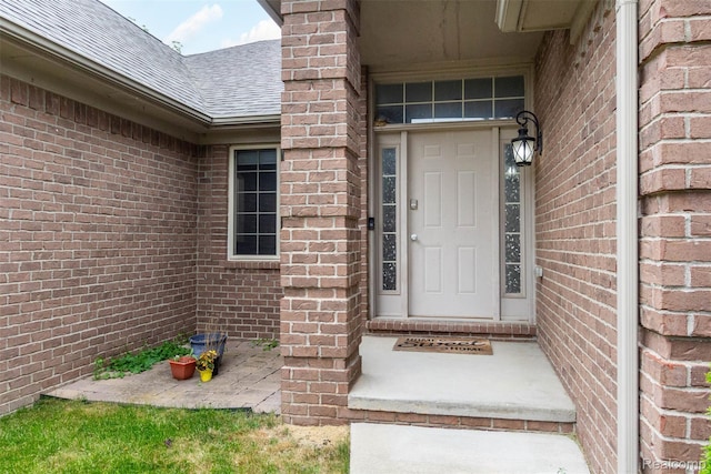 52854 Schafers Run Ct, New Baltimore, MI 48051 - doorway to property with brick siding and roof with shingles