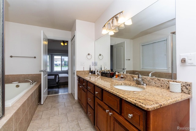52854 Schafers Run Ct, New Baltimore, MI 48051 - full bathroom featuring double vanity, a bath, ensuite bath, and tile patterned flooring
