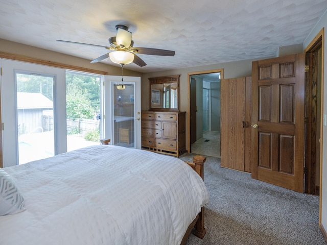 55840 Western Ave, Mattawan, MI 49071 - bedroom with carpet flooring, access to exterior, a ceiling fan, and ensuite bath